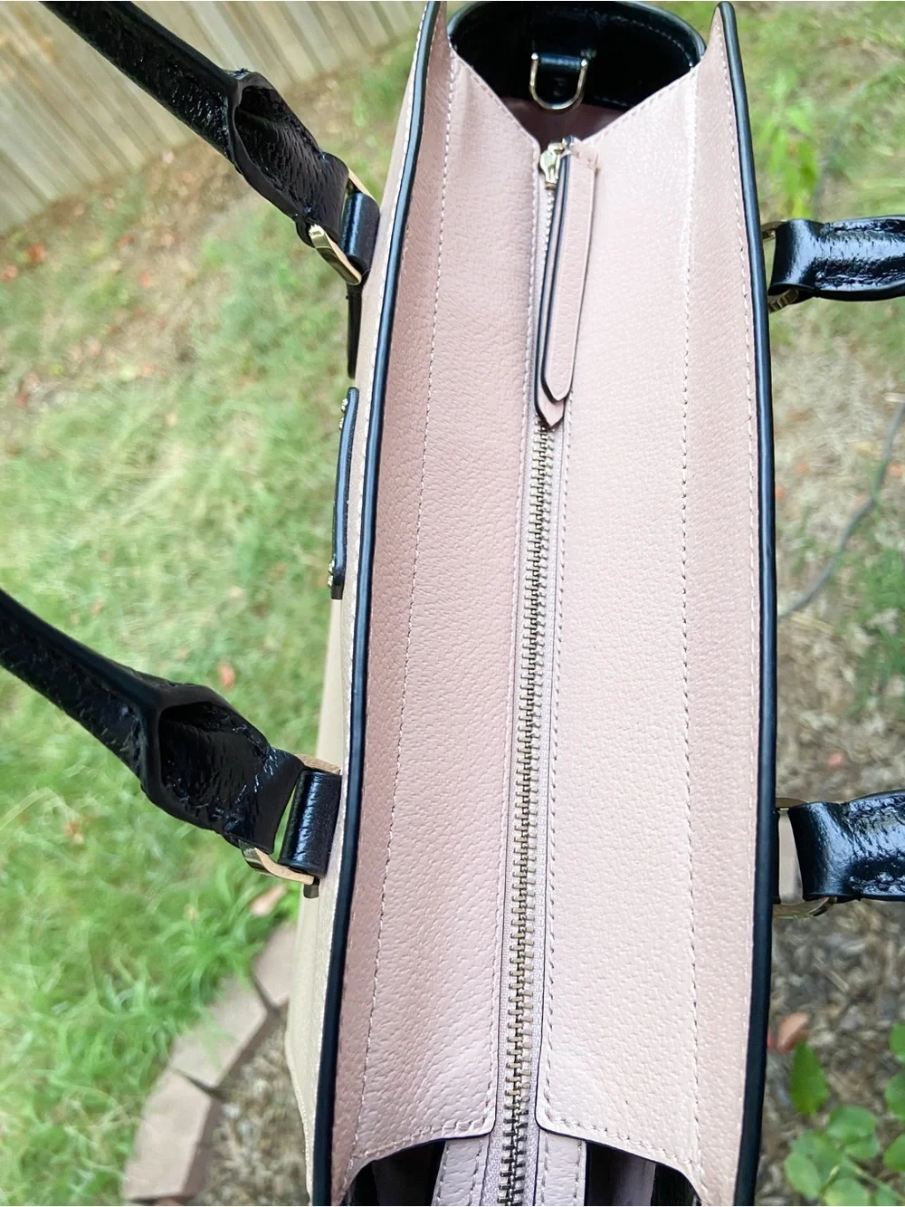 Kate Spade Jeanne Saffiano Leather Medium Satchel Pink Black-Old Money Preppy